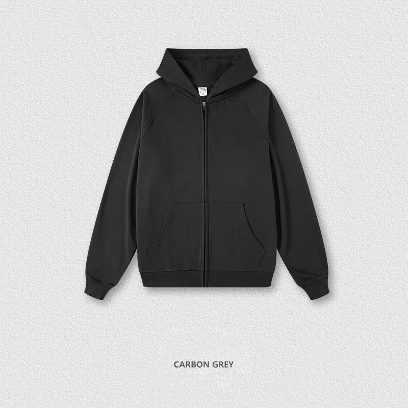 Obsidian Phoenix Luxury 400gsm Zipper Hoodie - Unisex Loose-Fit Soft Off-Shoulder Streetwear Hooded Sweatshirt