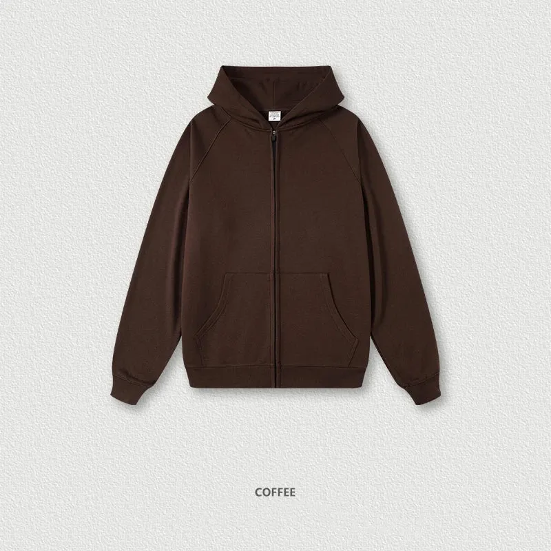 Obsidian Phoenix Luxury 400gsm Zipper Hoodie - Unisex Loose-Fit Soft Off-Shoulder Streetwear Hooded Sweatshirt
