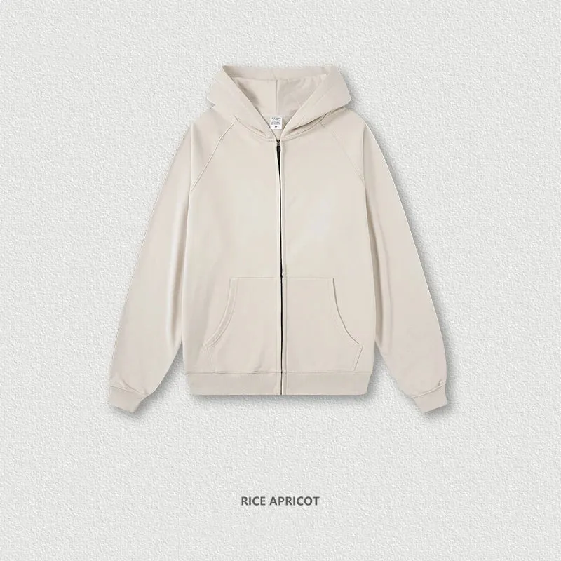 Obsidian Phoenix Luxury 400gsm Zipper Hoodie - Unisex Loose-Fit Soft Off-Shoulder Streetwear Hooded Sweatshirt