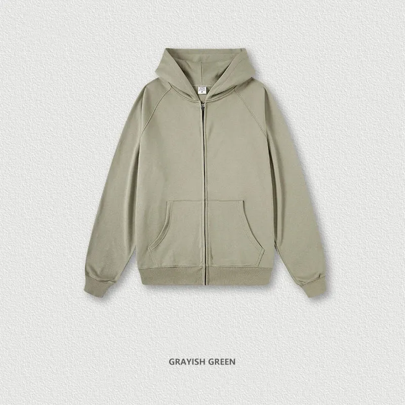 Obsidian Phoenix Luxury 400gsm Zipper Hoodie - Unisex Loose-Fit Soft Off-Shoulder Streetwear Hooded Sweatshirt