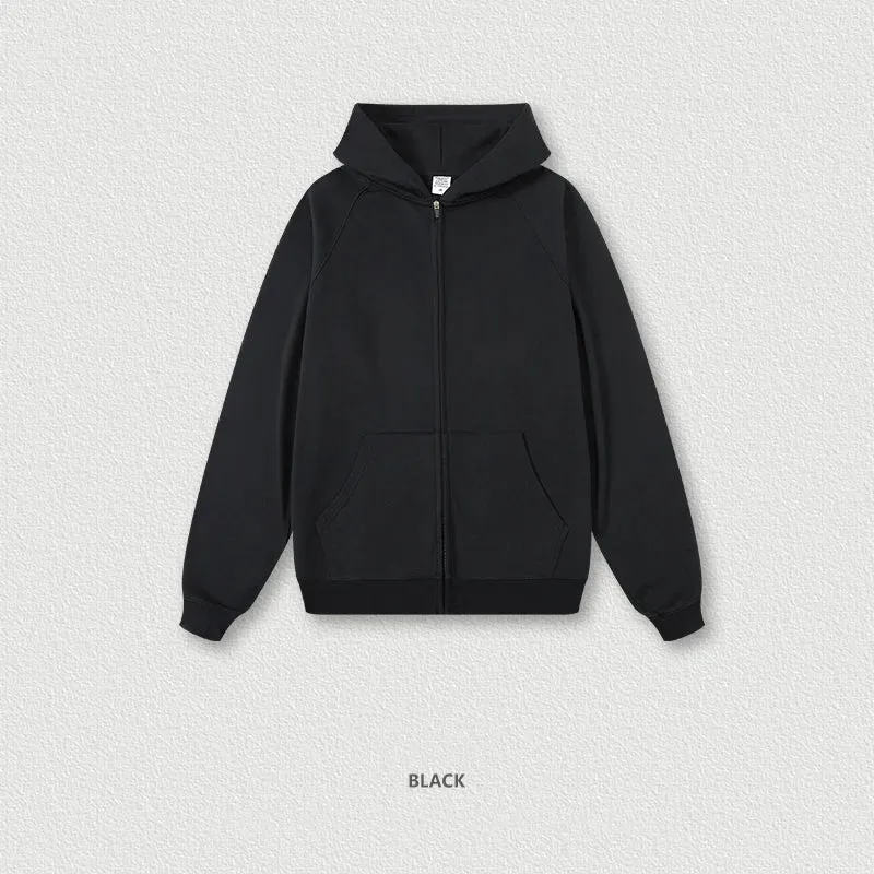 Obsidian Phoenix Luxury 400gsm Zipper Hoodie - Unisex Loose-Fit Soft Off-Shoulder Streetwear Hooded Sweatshirt