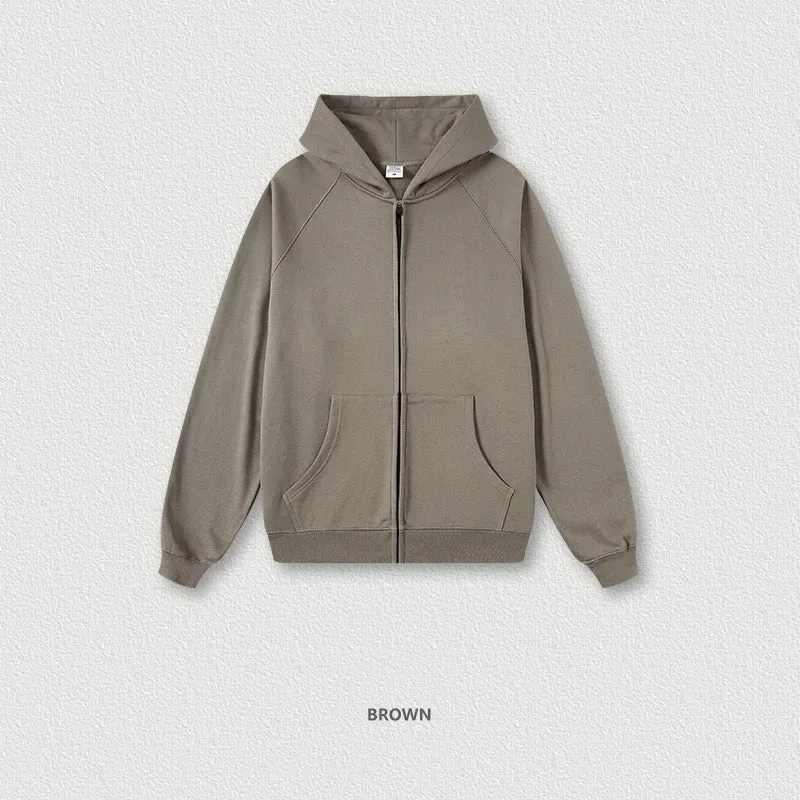 Obsidian Phoenix Luxury 400gsm Zipper Hoodie - Unisex Loose-Fit Soft Off-Shoulder Streetwear Hooded Sweatshirt
