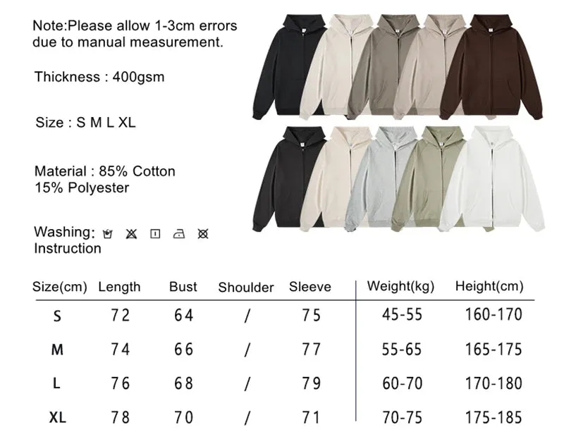 Obsidian Phoenix Luxury 400gsm Zipper Hoodie - Unisex Loose-Fit Soft Off-Shoulder Streetwear Hooded Sweatshirt