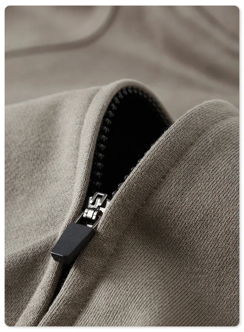 Obsidian Phoenix Luxury 400gsm Zipper Hoodie - Unisex Loose-Fit Soft Off-Shoulder Streetwear Hooded Sweatshirt