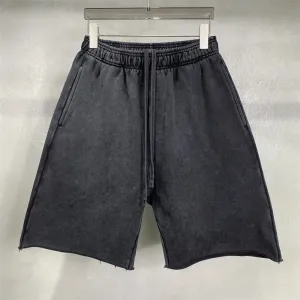 Obsidian Phoenix Luxury 420gsm Batik Washed Cotton Shorts - Unisex High-Street Loose-Fit Distressed Vintage Shorts
