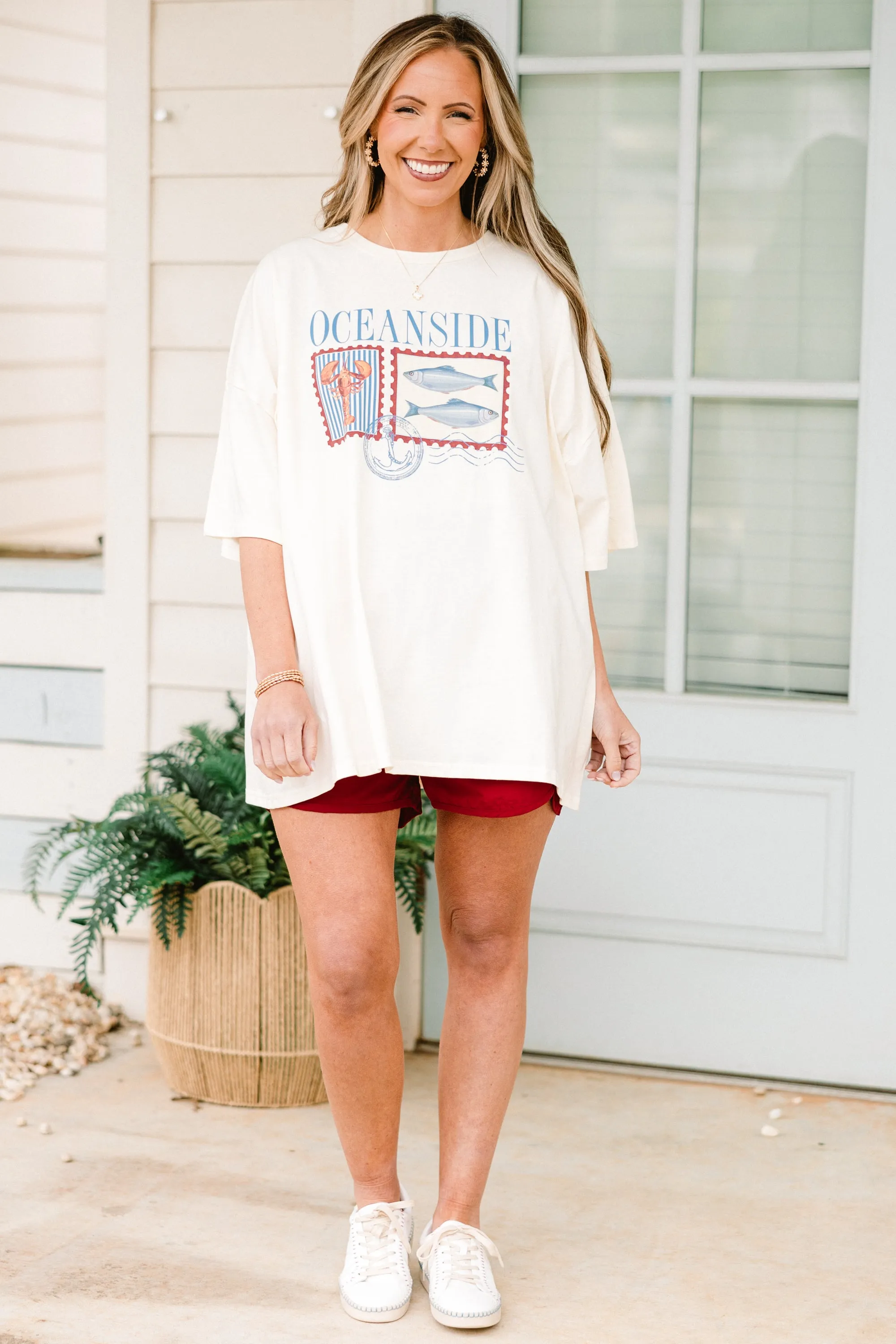 Oceanside Boyfriend Tee, Ivory