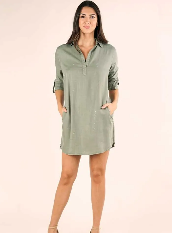 Olive Denim Tencel Shirtdress