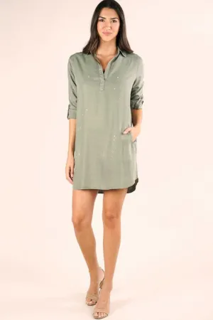 Olive Denim Tencel Shirtdress