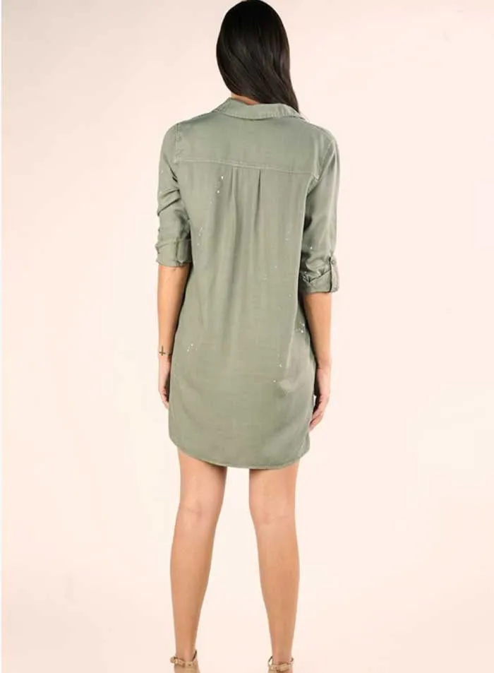 Olive Denim Tencel Shirtdress