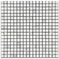 Oriental White - Eastern White Marble 5/8 X 5/8 POLISHED Mosaic Tile - 6" X 6" Sample