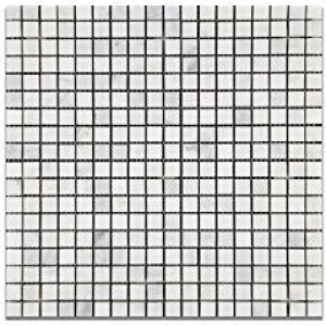 Oriental White - Eastern White Marble 5/8 X 5/8 POLISHED Mosaic Tile - 6" X 6" Sample