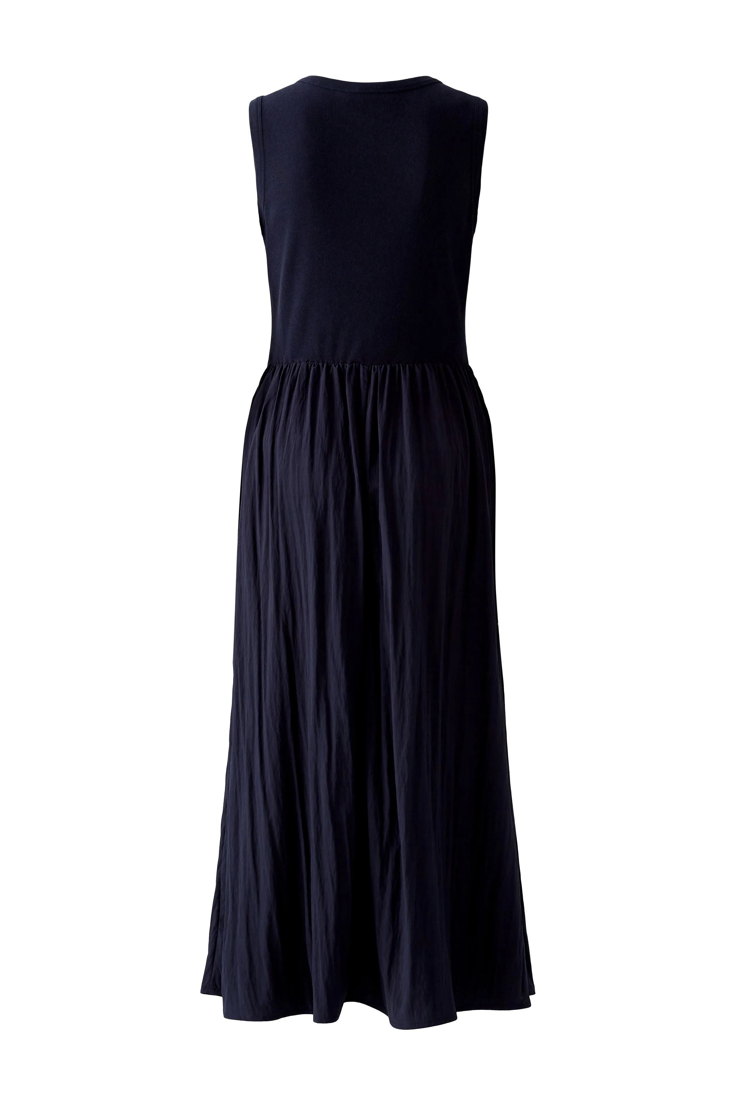 Oui Navy Jersey Sleeveless Maxi Dress With Pleated Skirt