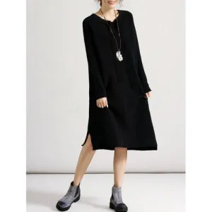 Oversized Jumper Dress - Black One Size