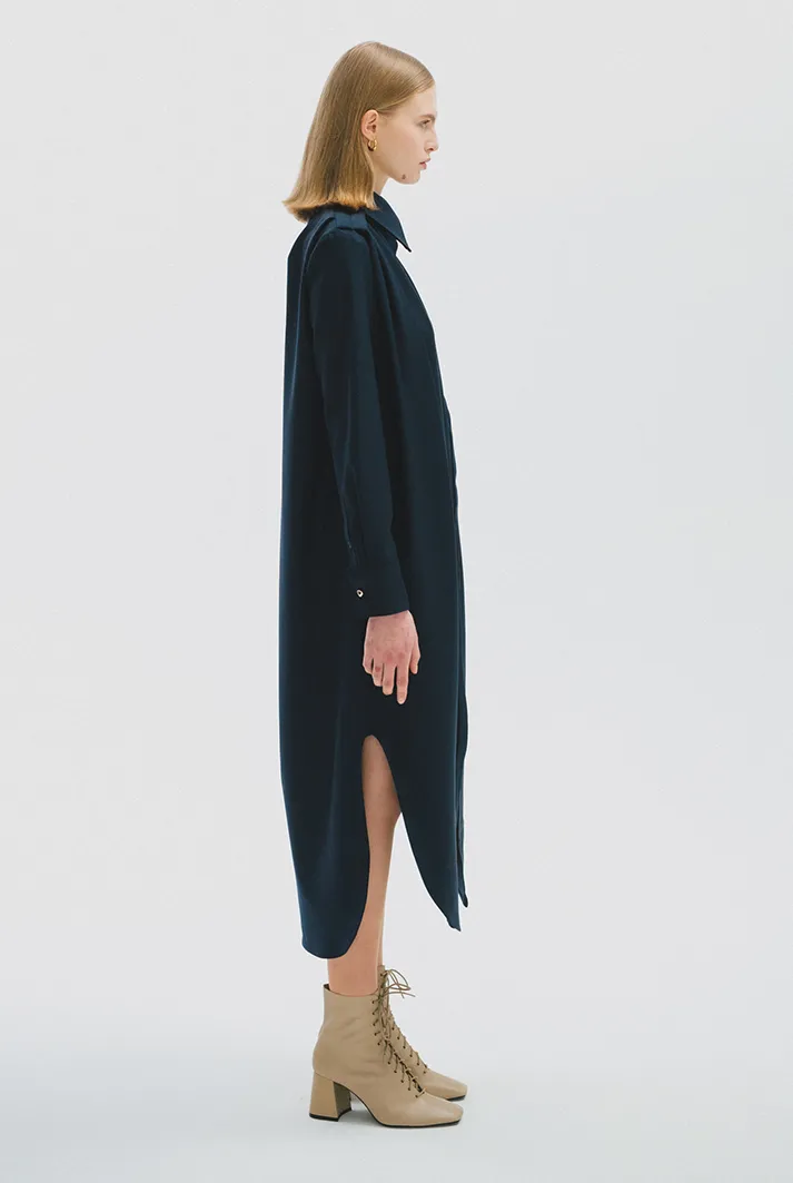 Oversized Pleated Shirt Dress