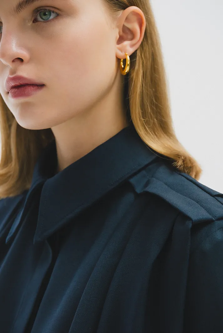 Oversized Pleated Shirt Dress