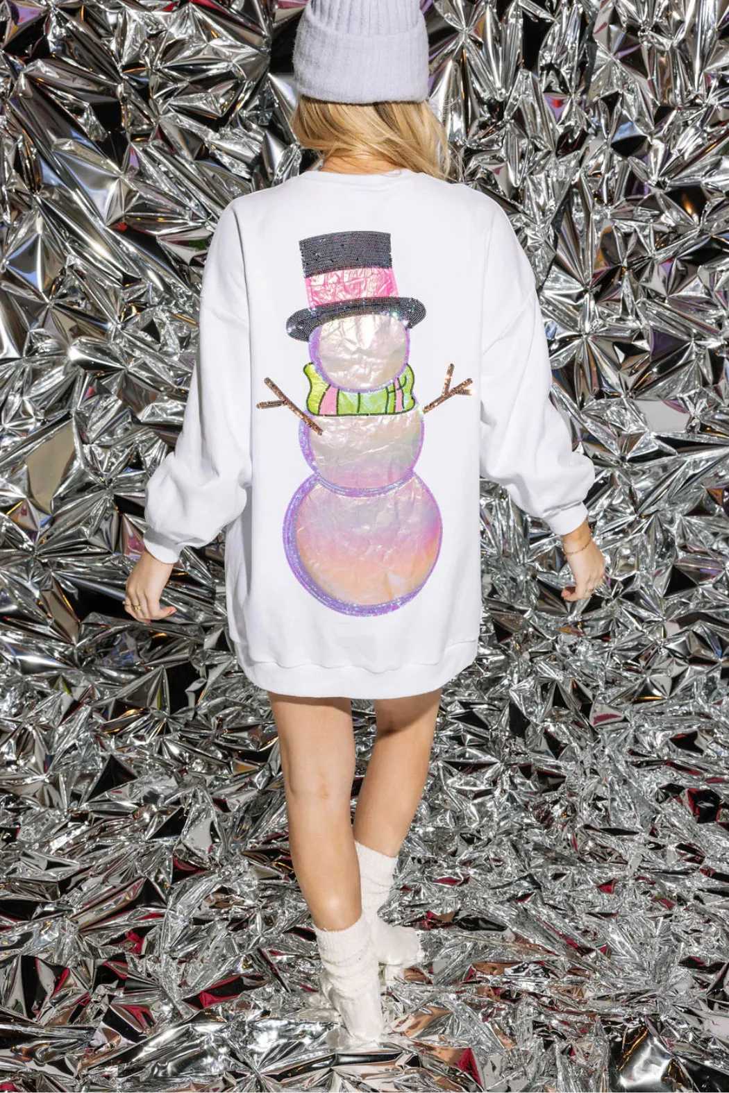 Oversized Snowman Sweatshirt Dress