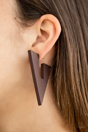 Paparazzi Boardroom Brovado - Brown Earring