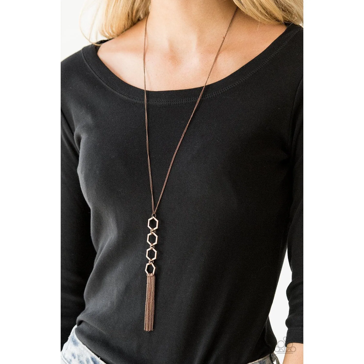 Paparazzi Ready, Set, GEO! Copper Necklace & Earrings Set