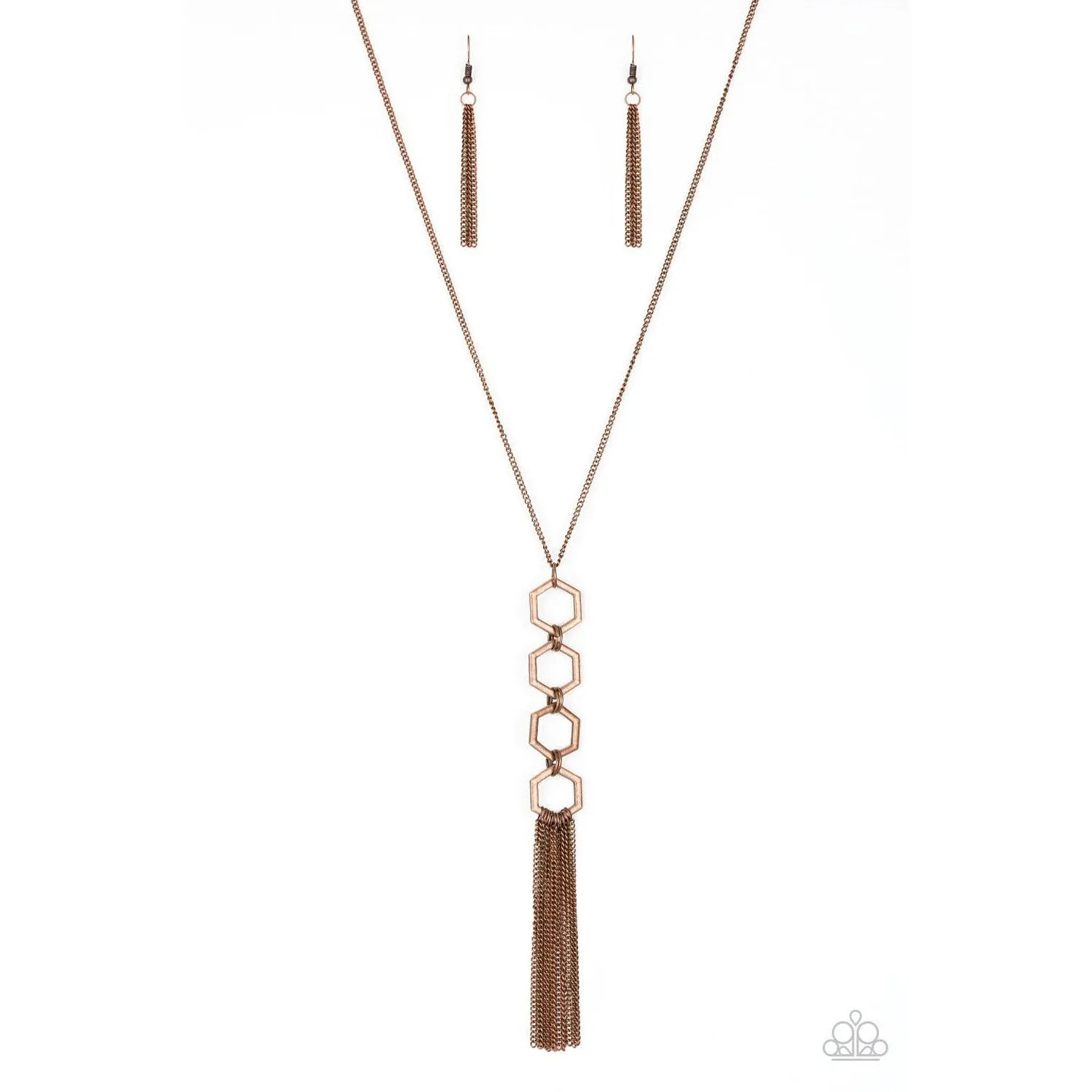 Paparazzi Ready, Set, GEO! Copper Necklace & Earrings Set