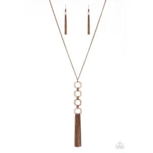 Paparazzi Ready, Set, GEO! Copper Necklace & Earrings Set