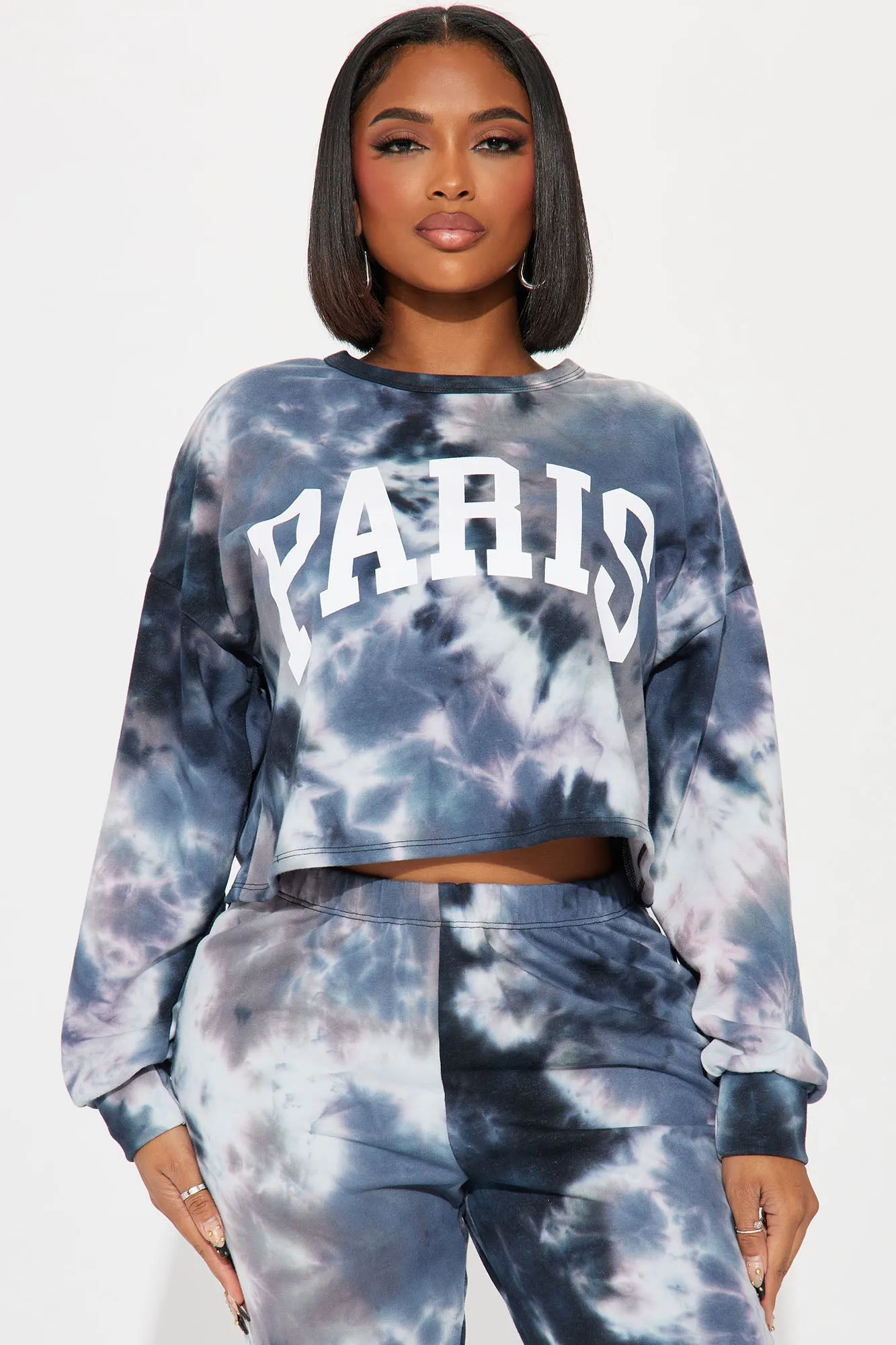 Paris Tie Dye Jogger Set - Navy/combo