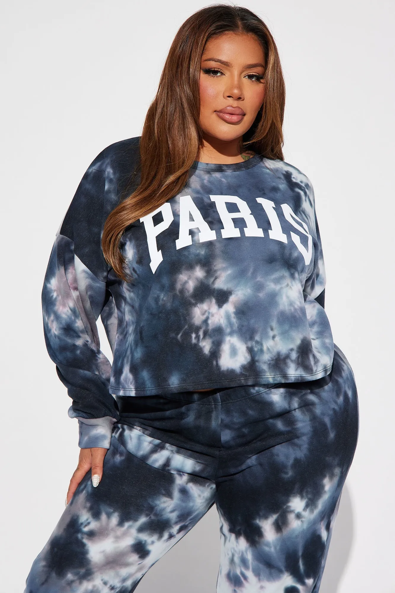 Paris Tie Dye Jogger Set - Navy/combo