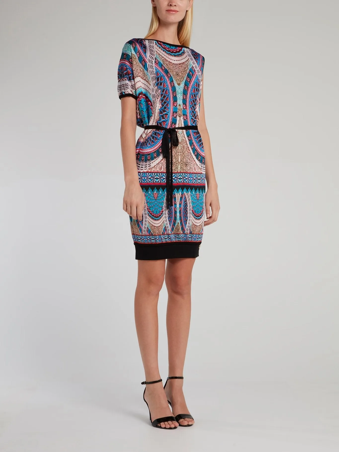 Pattern Print Bateau Mini Dress