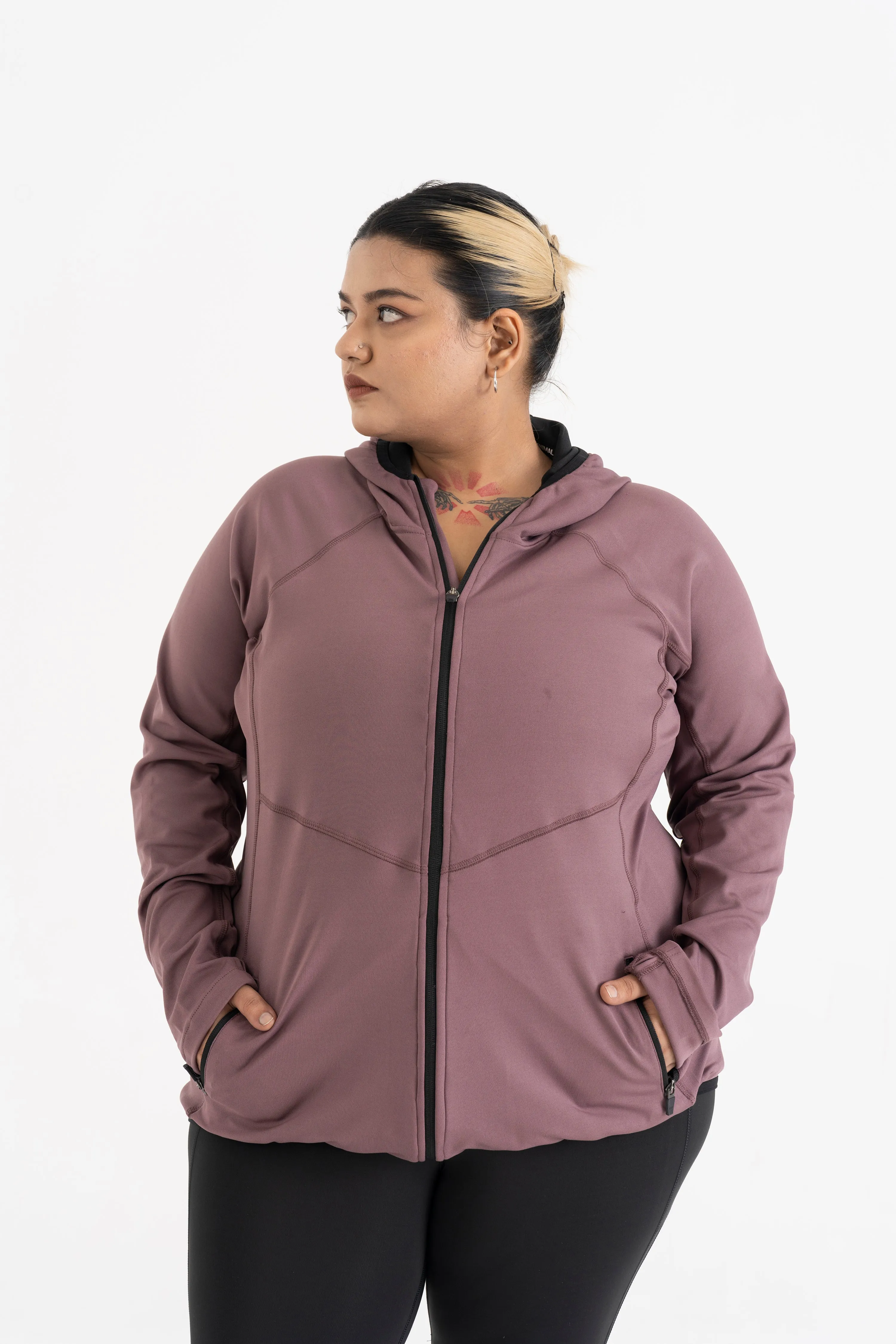 Performance Hooded Jacket: Rose Brown