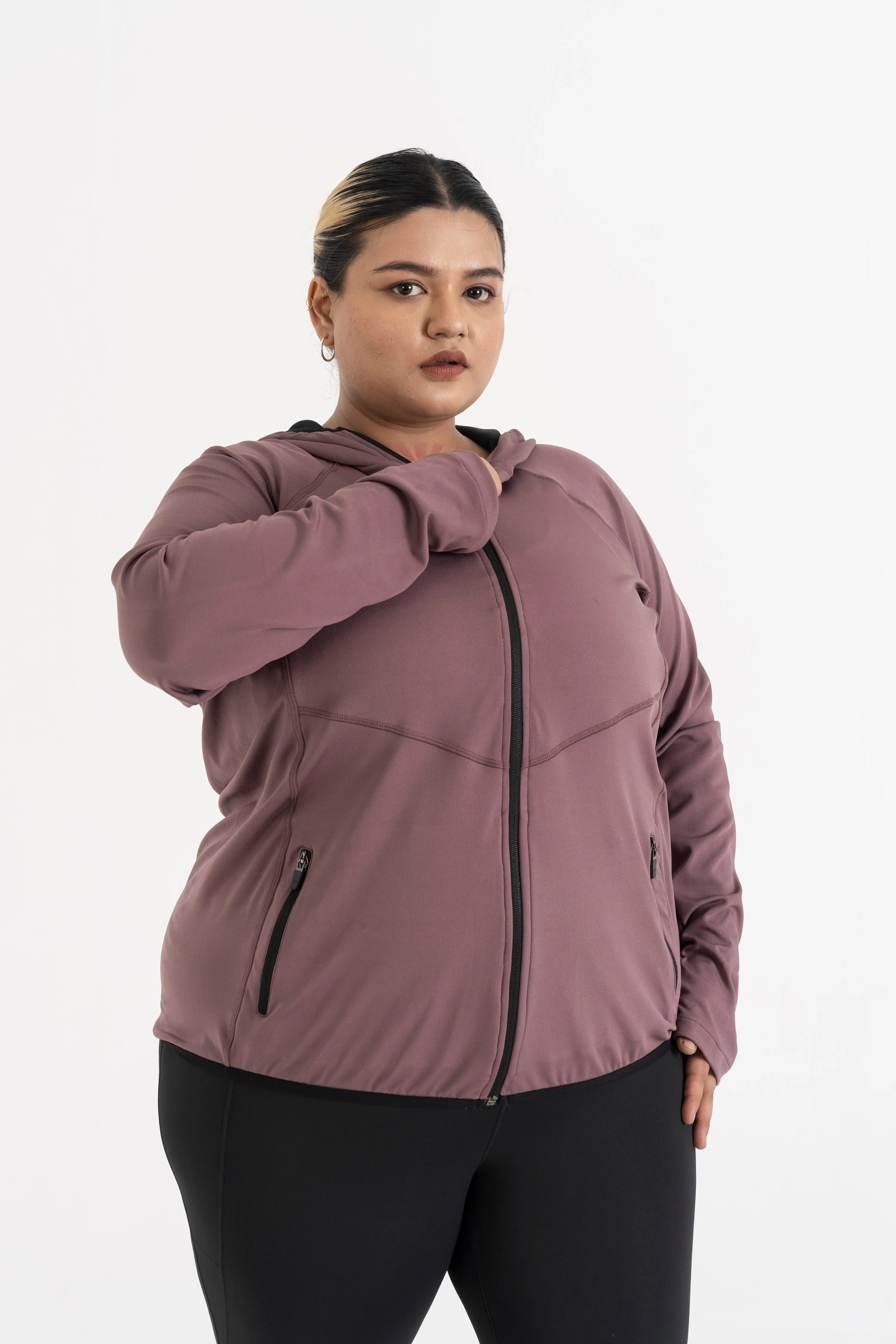 Performance Hooded Jacket: Rose Brown