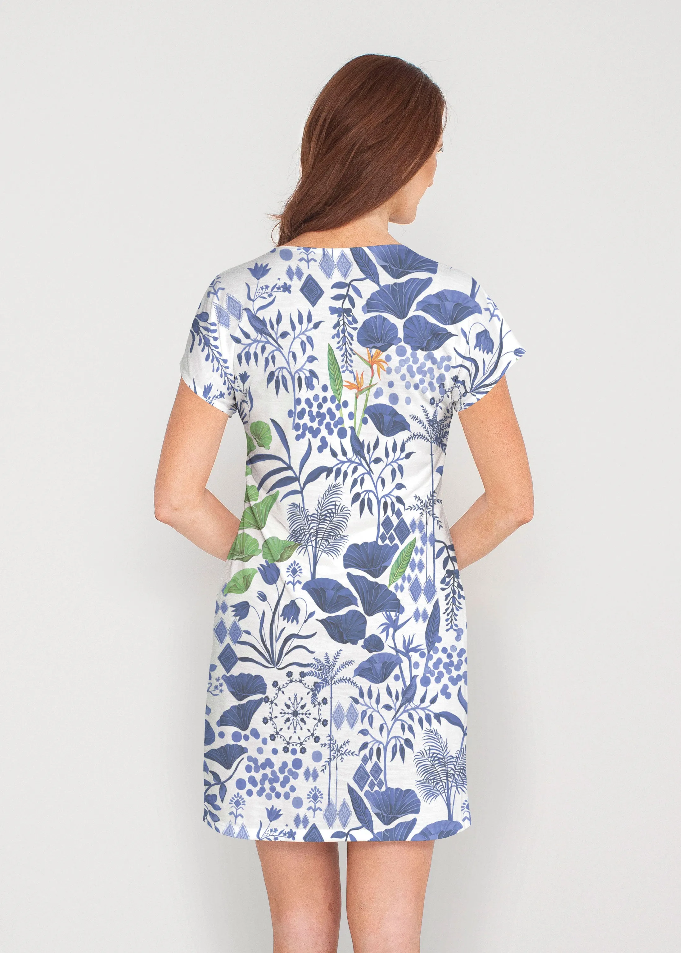 Petals (8141) ~ French Terry Short Sleeve Crew Dress