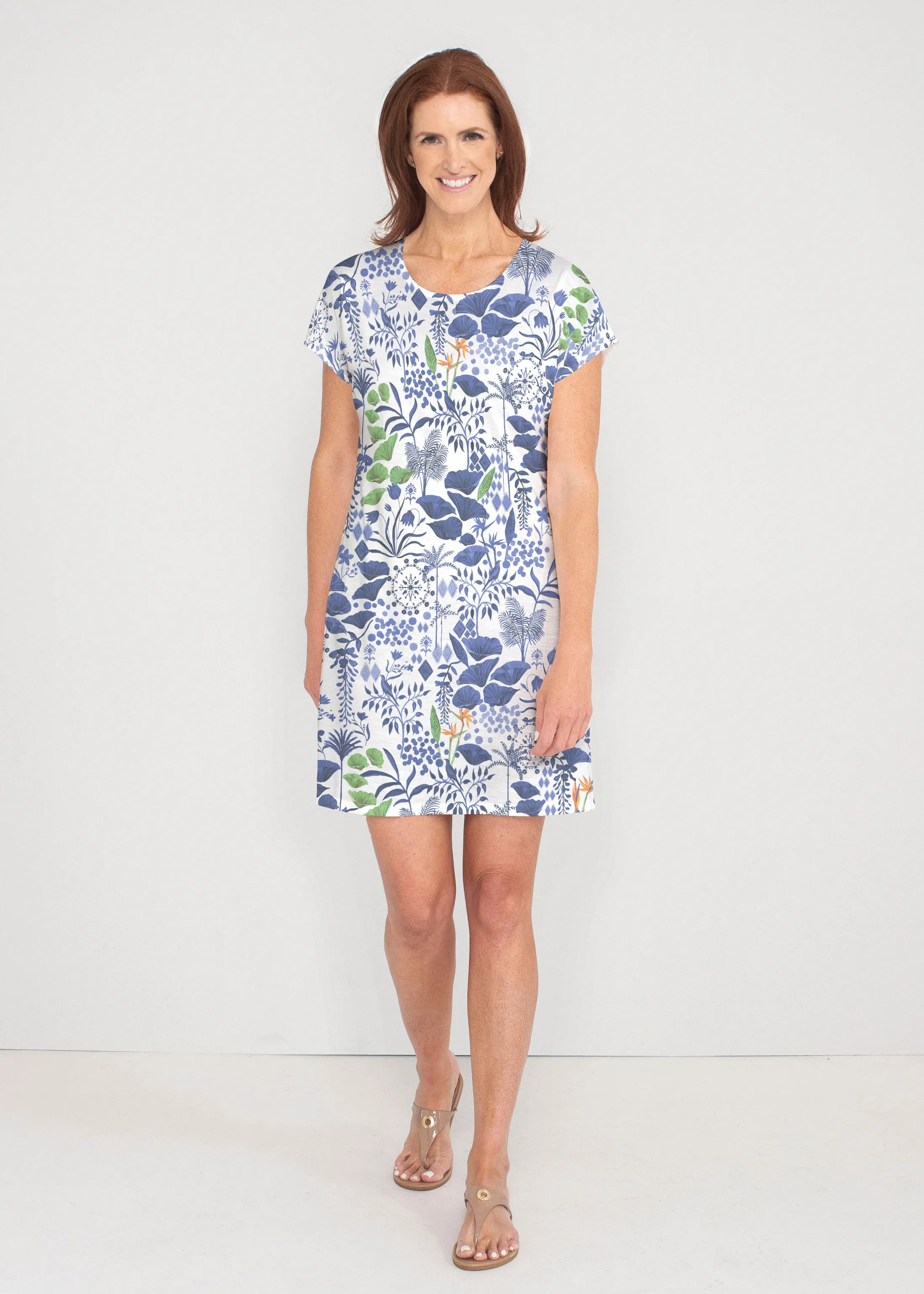 Petals (8141) ~ French Terry Short Sleeve Crew Dress