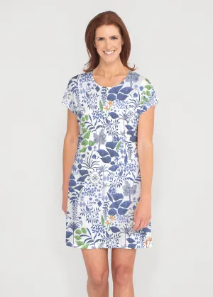 Petals (8141) ~ French Terry Short Sleeve Crew Dress