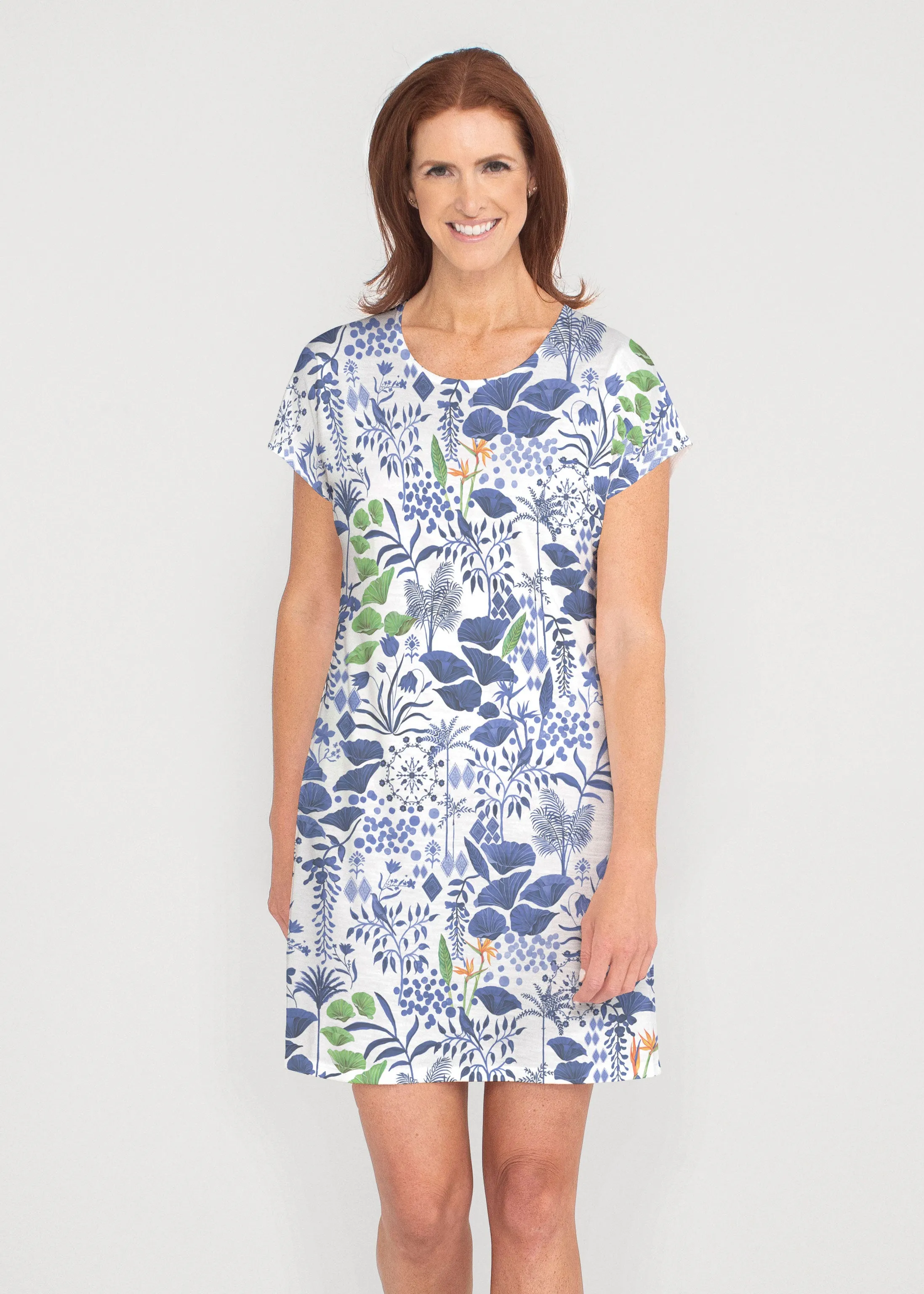 Petals (8141) ~ French Terry Short Sleeve Crew Dress