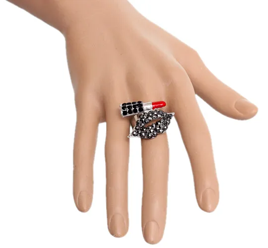 Pewter Steampunk Lipstick Bullet Adjustable Ring