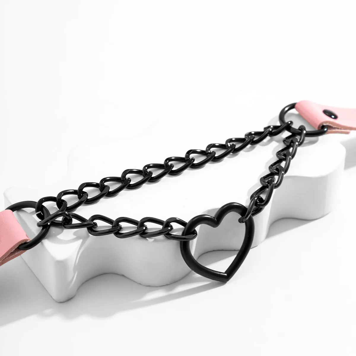Pink & Black Heart Layered Choker Necklace