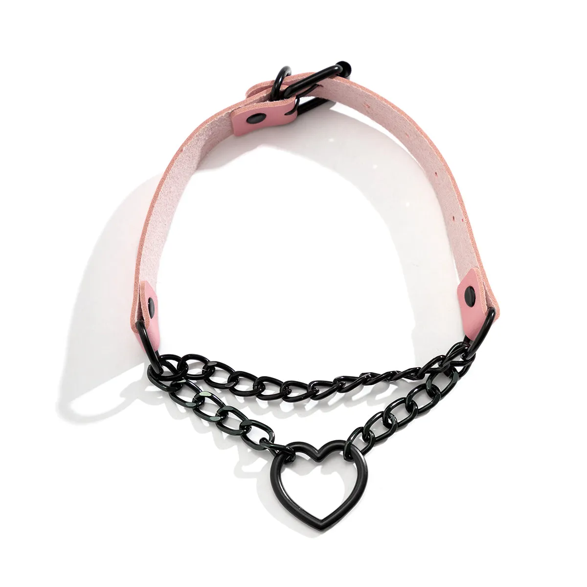 Pink & Black Heart Layered Choker Necklace