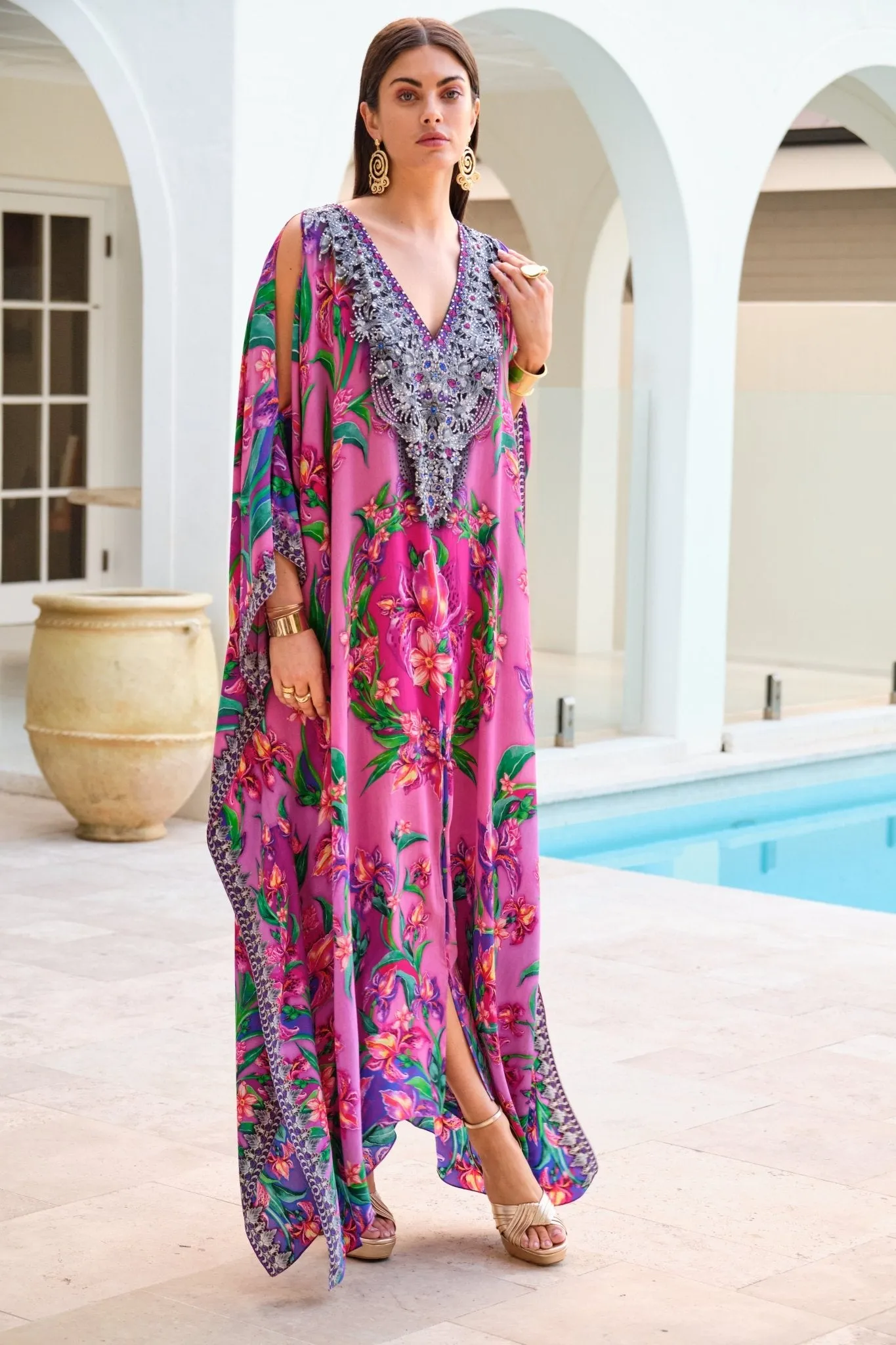 PINK RADIANCE BIG WIDTH SILK KAFTAN