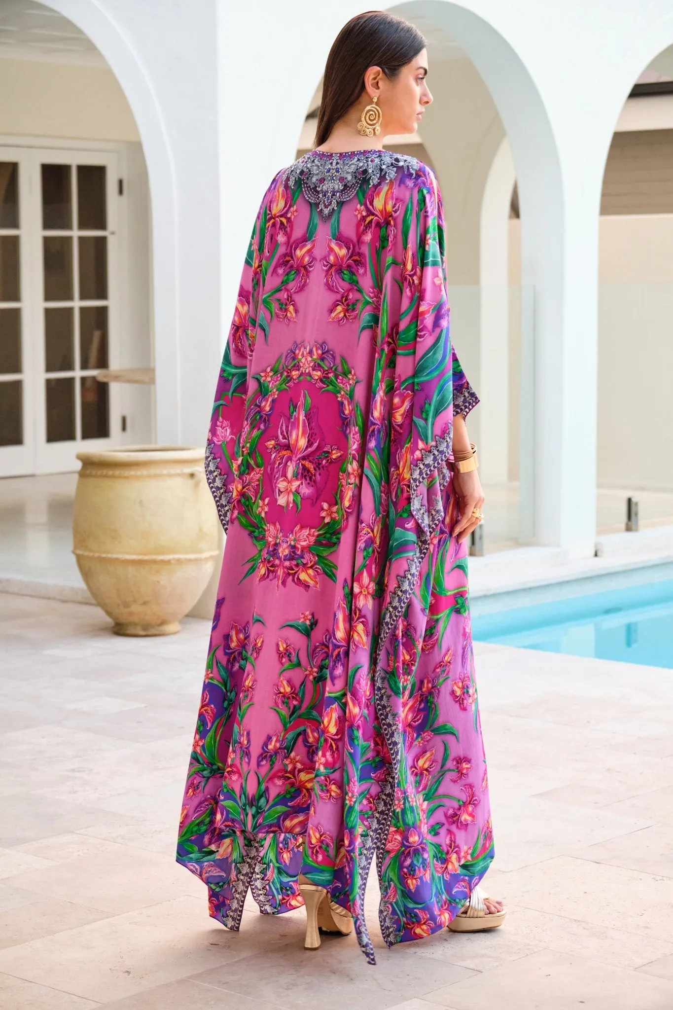 PINK RADIANCE BIG WIDTH SILK KAFTAN