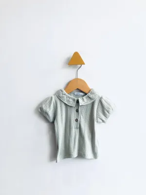 Pointelle Eyelet Collar Top // 6M