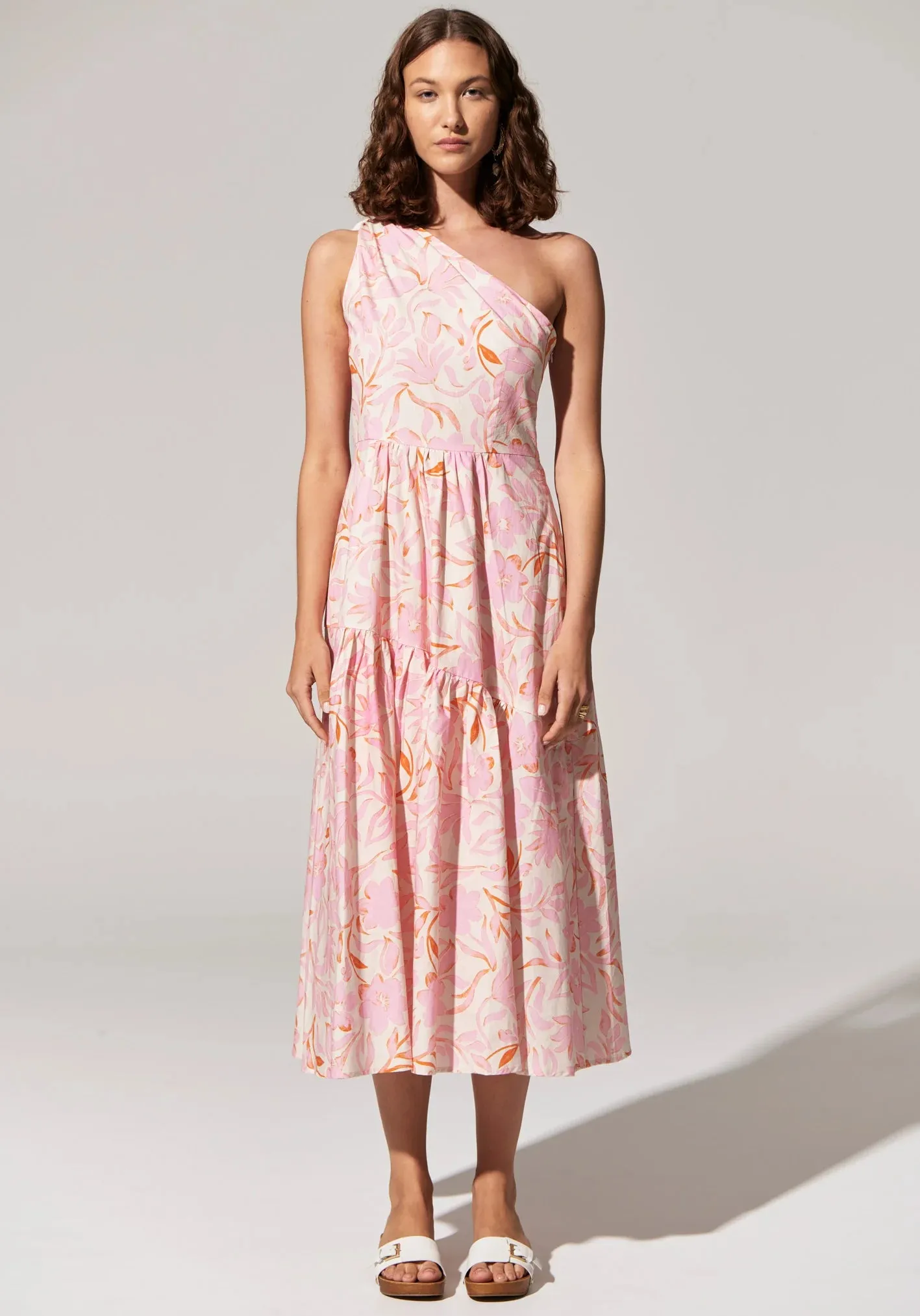 Pol Clothing - Sara One Shoulder Dress - Sara Print