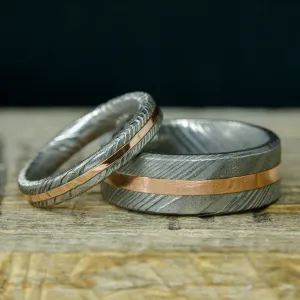 Polished Damascus Steel, Rose Gold Inlay
