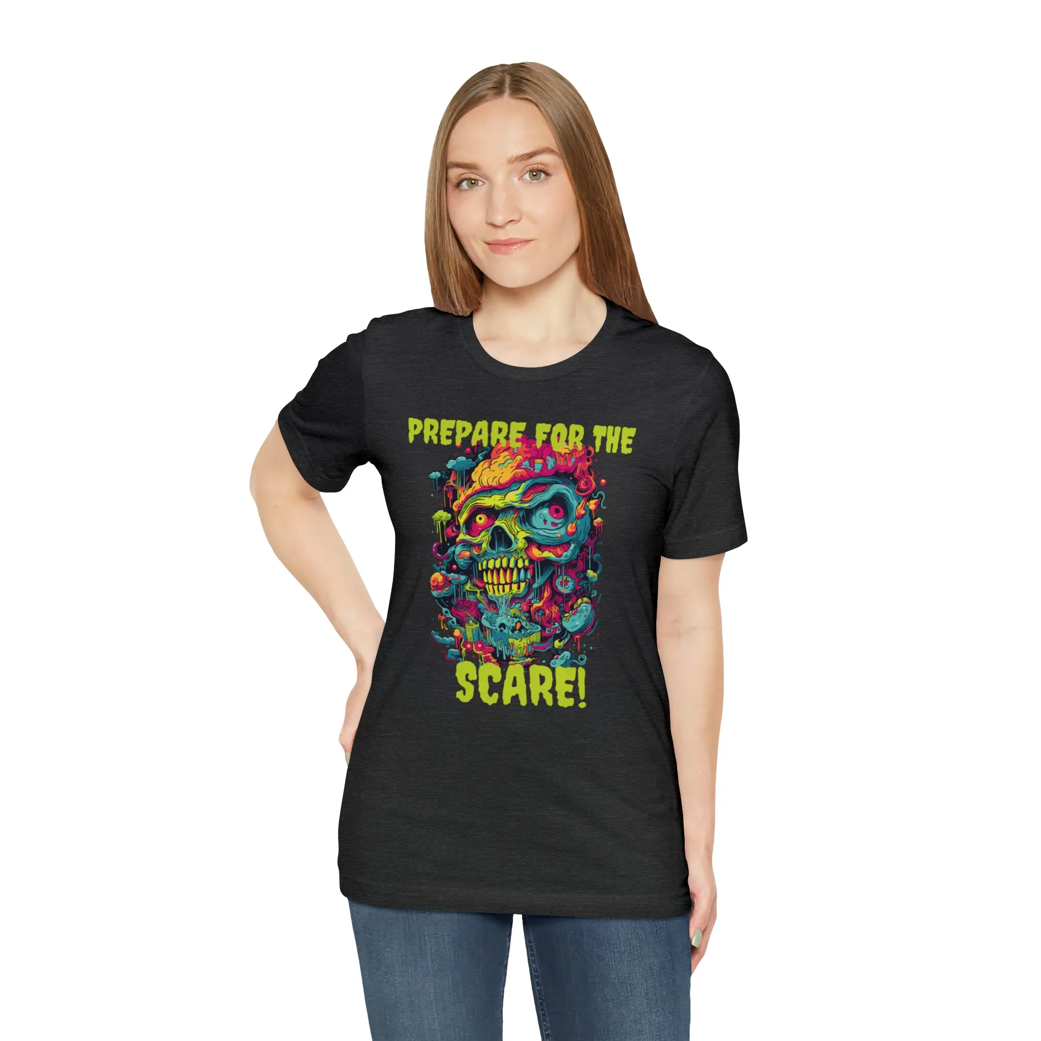 Prepare for the Scare T-Shirt | Psychedelic Scary Face Tee |  Bella Canvas 3001Unisex | Spooky Short Sleeve Tshirt