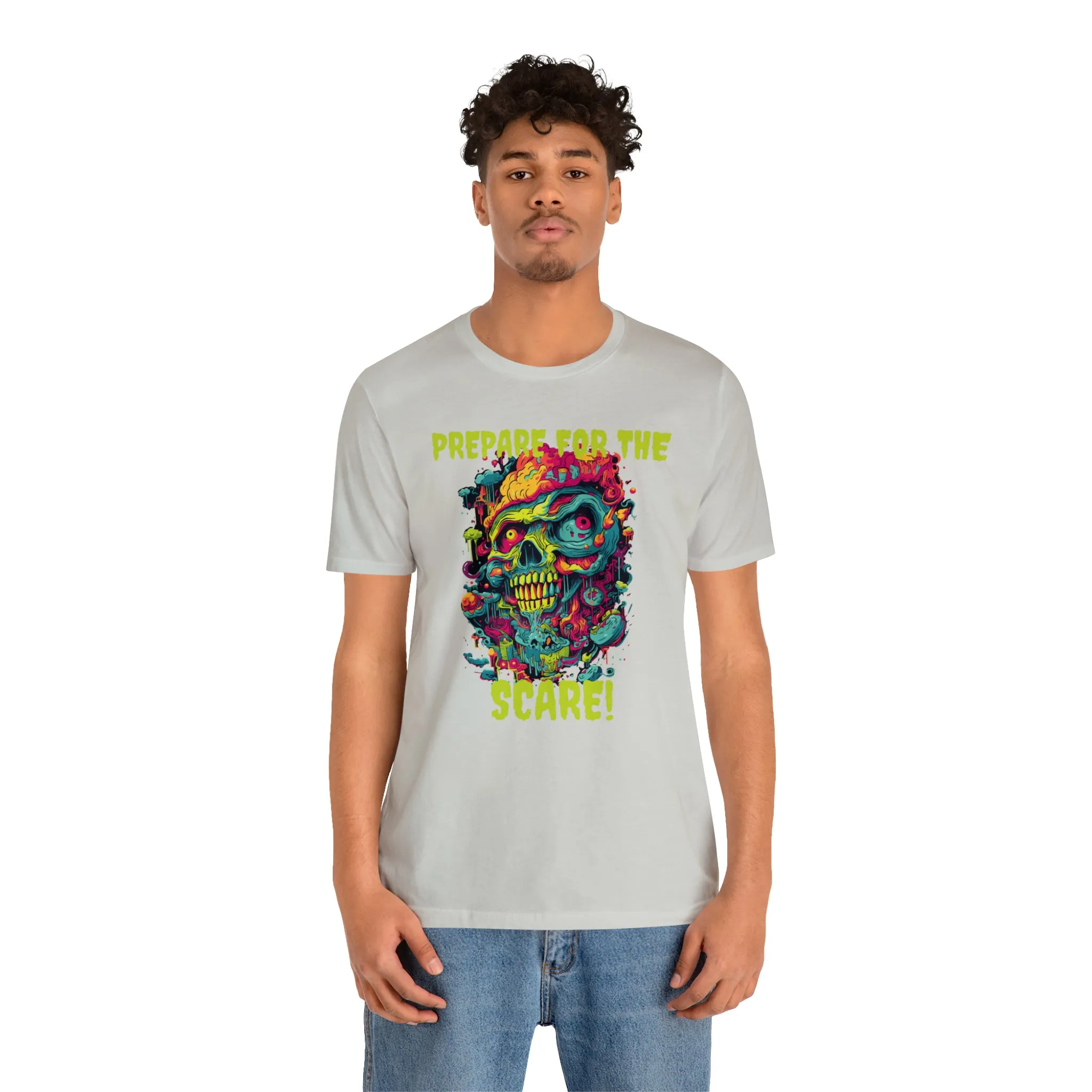 Prepare for the Scare T-Shirt | Psychedelic Scary Face Tee |  Bella Canvas 3001Unisex | Spooky Short Sleeve Tshirt