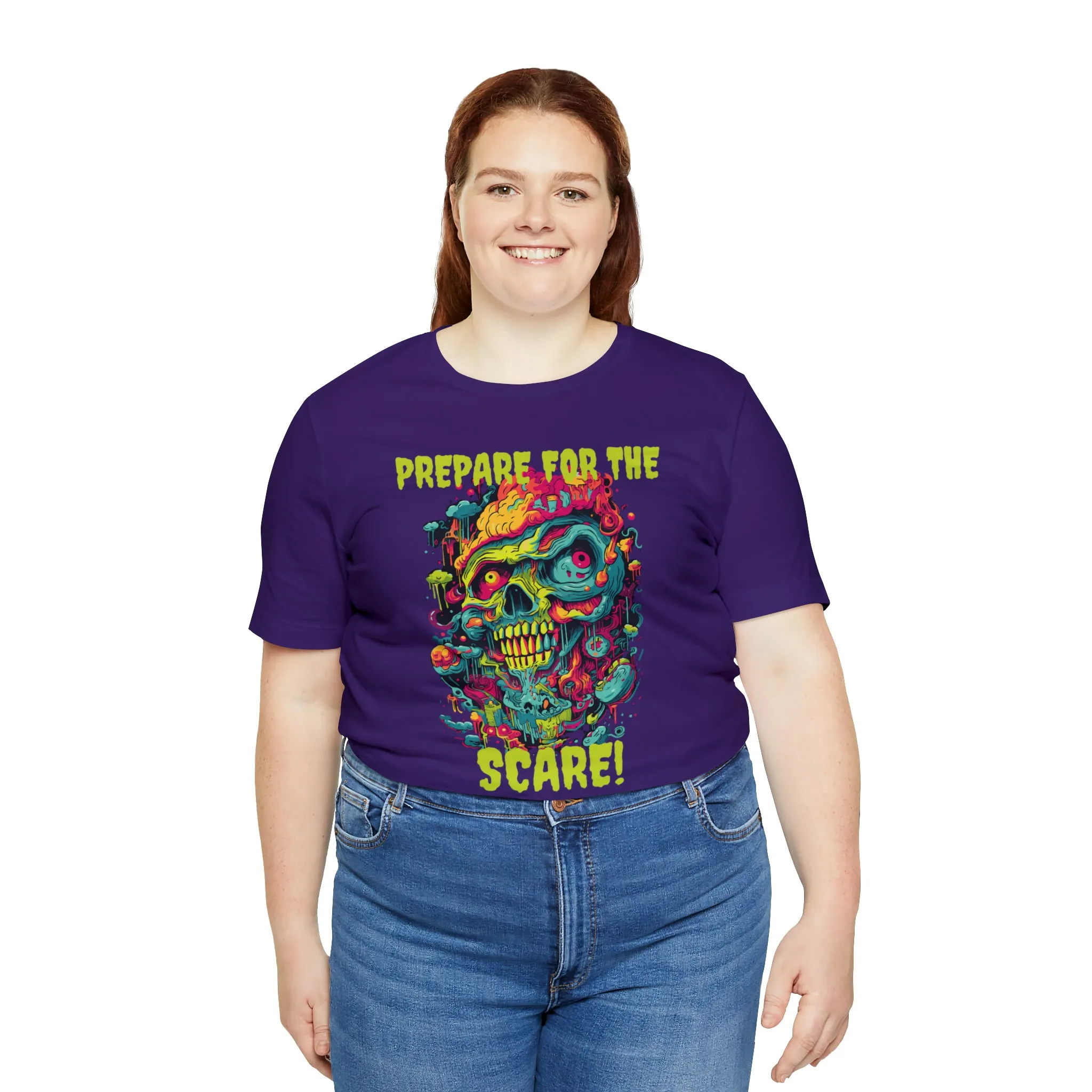 Prepare for the Scare T-Shirt | Psychedelic Scary Face Tee |  Bella Canvas 3001Unisex | Spooky Short Sleeve Tshirt