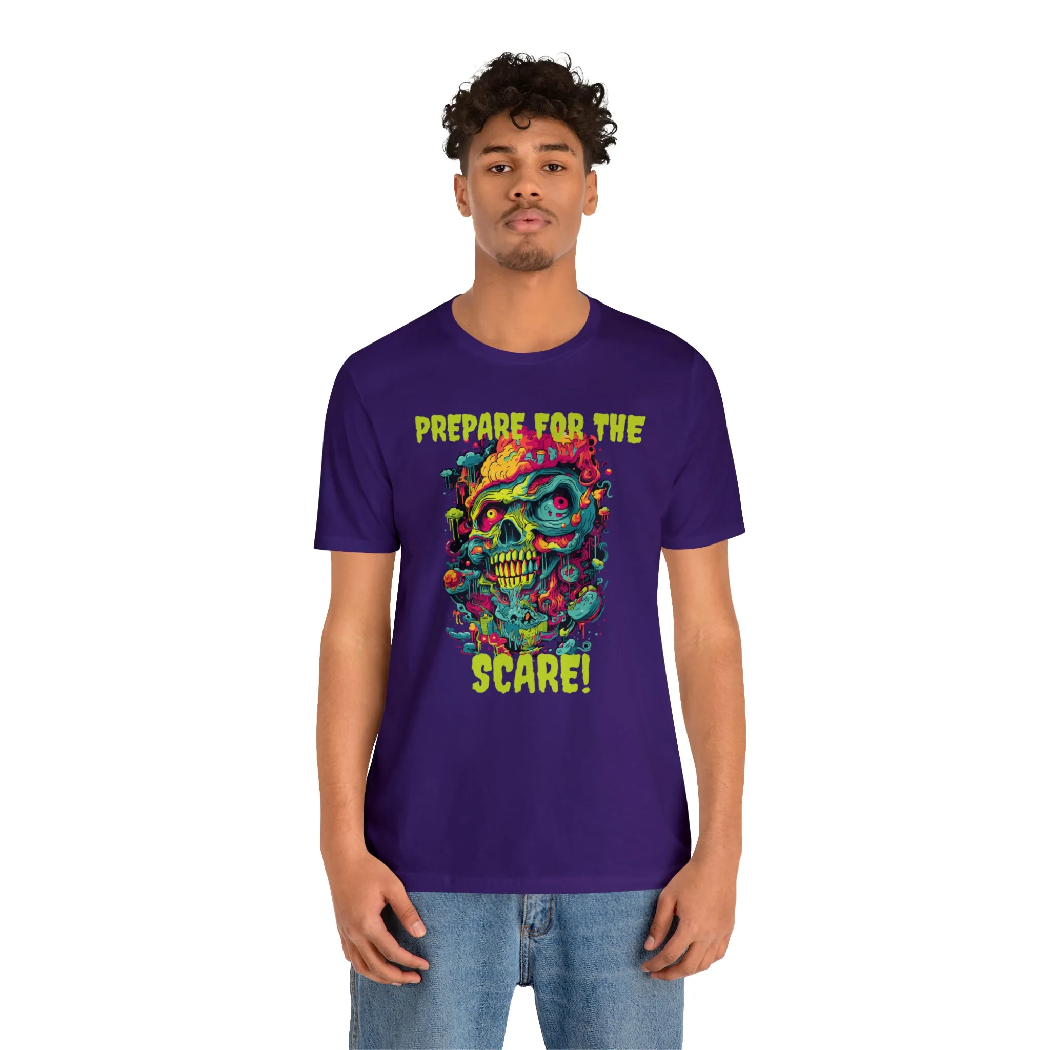 Prepare for the Scare T-Shirt | Psychedelic Scary Face Tee |  Bella Canvas 3001Unisex | Spooky Short Sleeve Tshirt