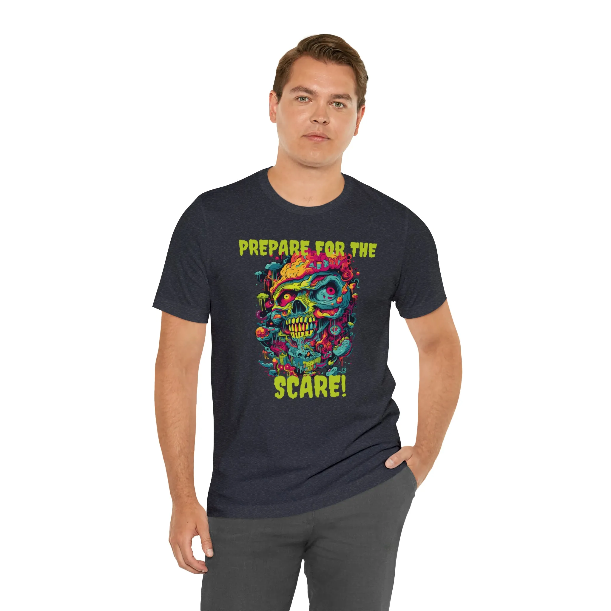 Prepare for the Scare T-Shirt | Psychedelic Scary Face Tee |  Bella Canvas 3001Unisex | Spooky Short Sleeve Tshirt