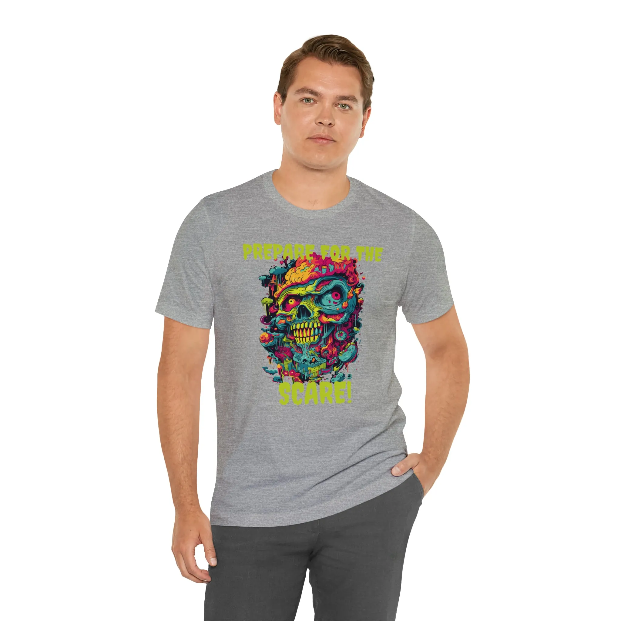 Prepare for the Scare T-Shirt | Psychedelic Scary Face Tee |  Bella Canvas 3001Unisex | Spooky Short Sleeve Tshirt