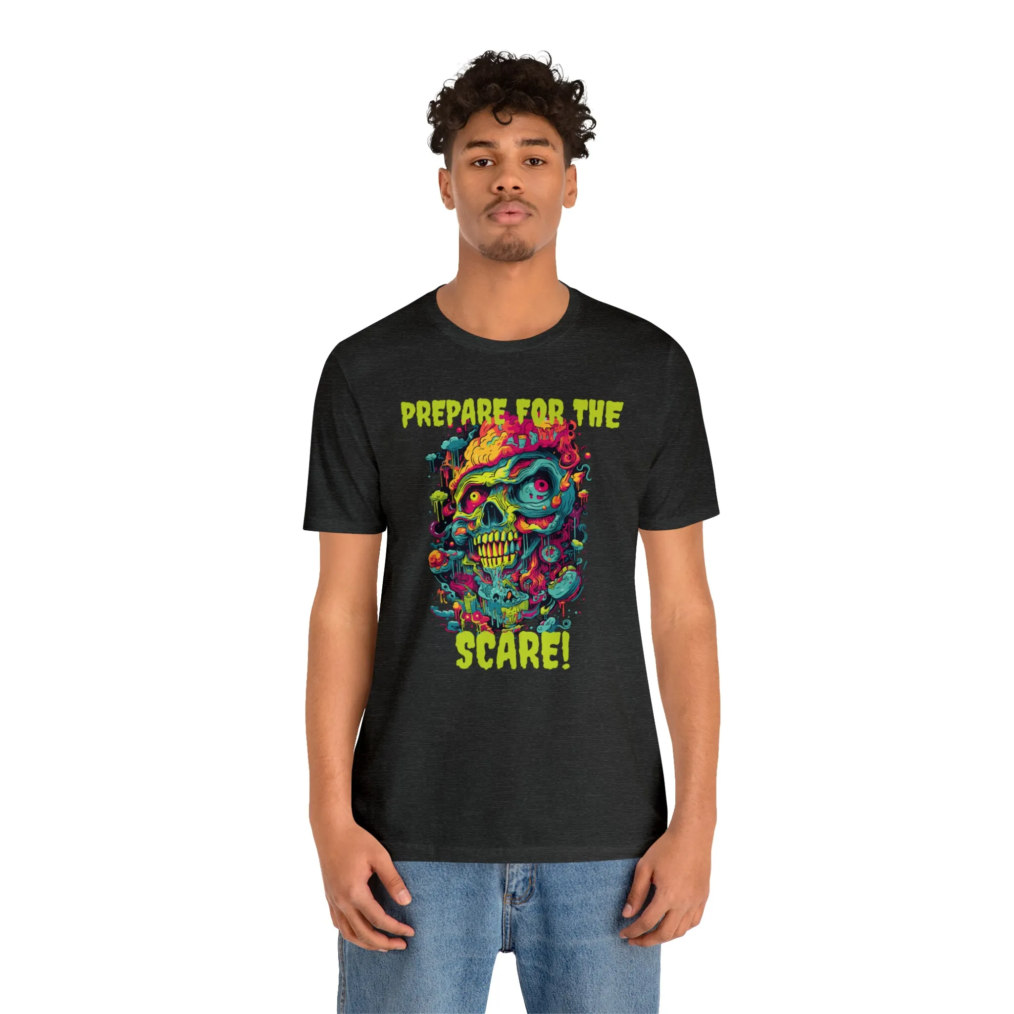 Prepare for the Scare T-Shirt | Psychedelic Scary Face Tee |  Bella Canvas 3001Unisex | Spooky Short Sleeve Tshirt