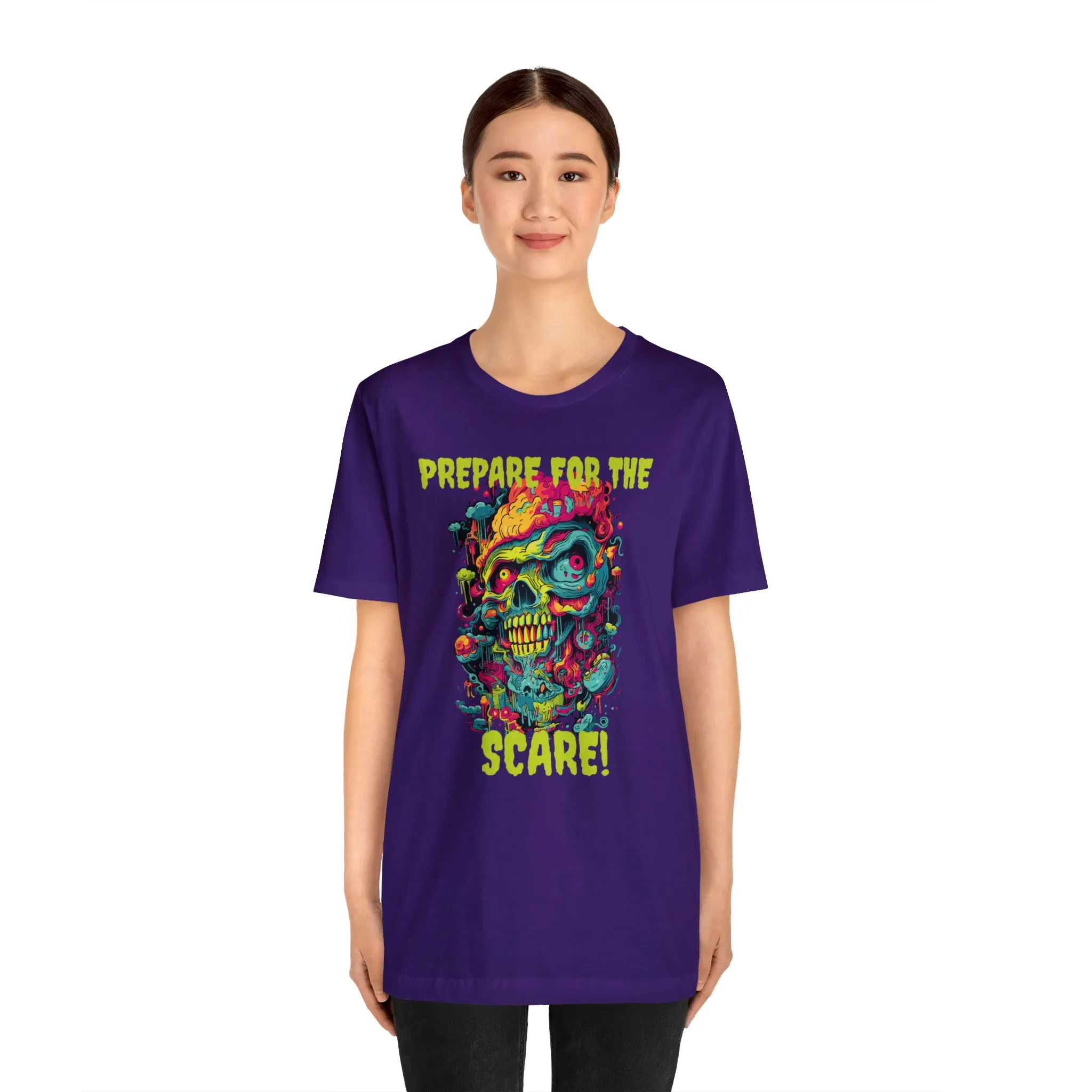 Prepare for the Scare T-Shirt | Psychedelic Scary Face Tee |  Bella Canvas 3001Unisex | Spooky Short Sleeve Tshirt