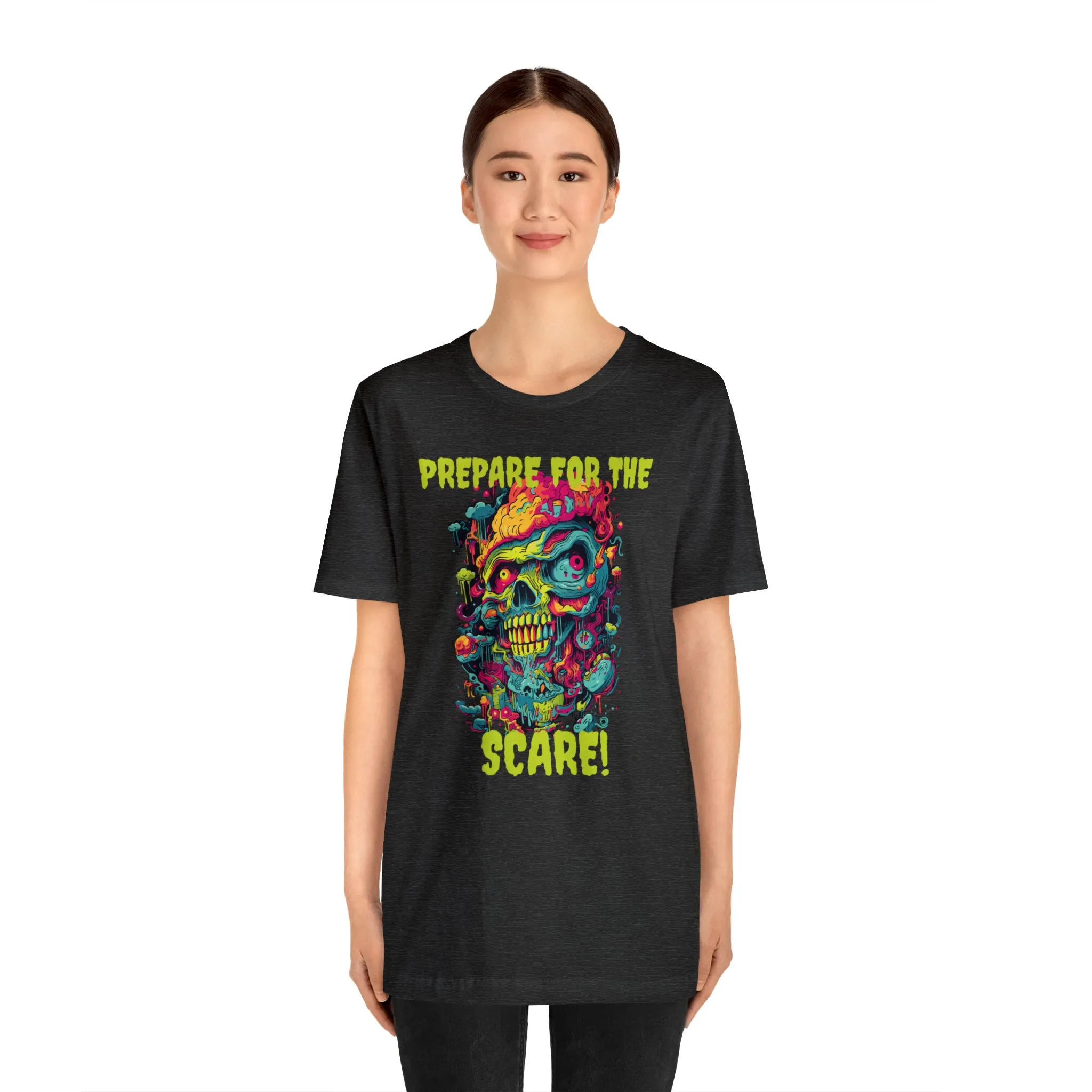 Prepare for the Scare T-Shirt | Psychedelic Scary Face Tee |  Bella Canvas 3001Unisex | Spooky Short Sleeve Tshirt